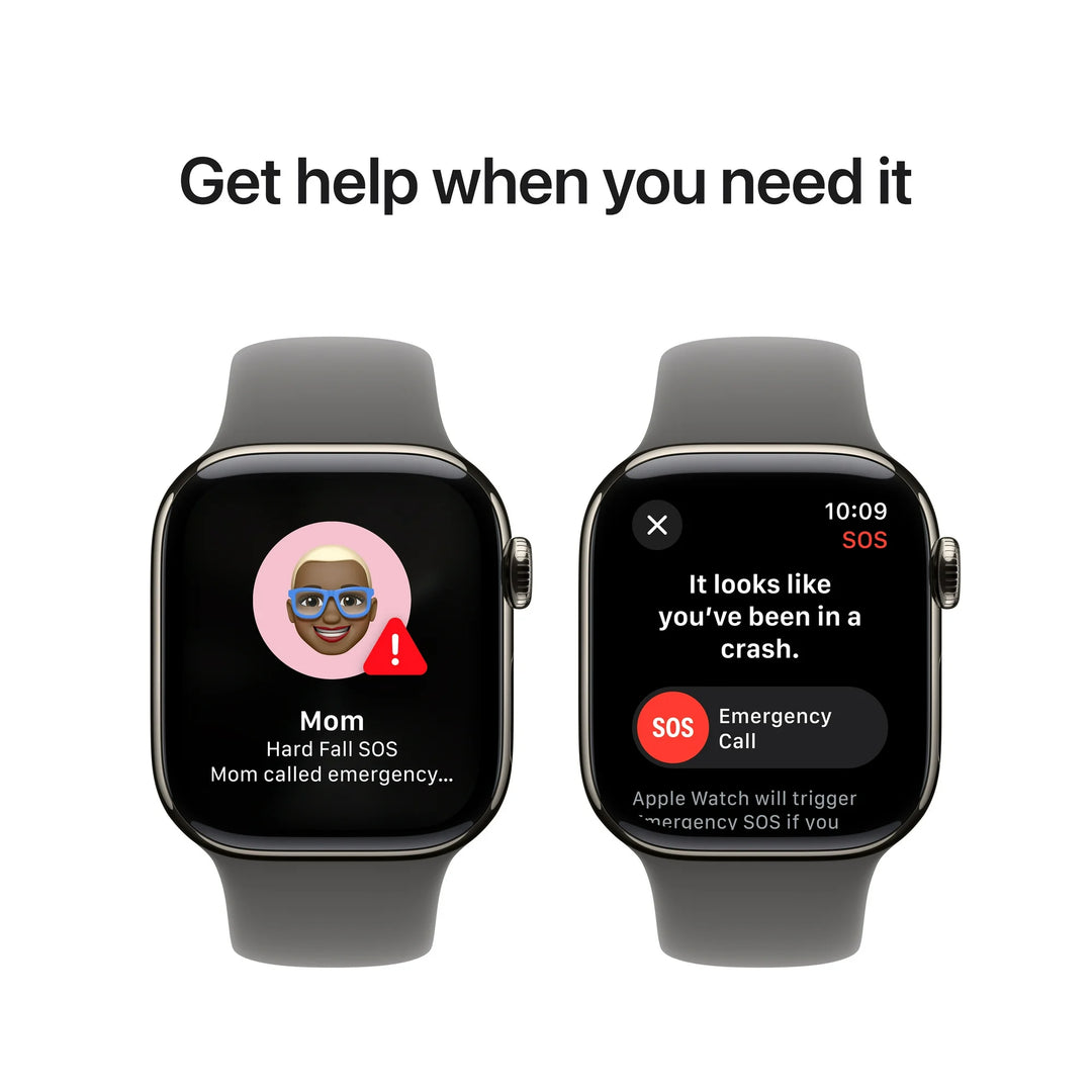 Apple Watch Series 10 GPS + Cellular 42mm Natural Titanium Case with Stone Gray Sport Band - M/L