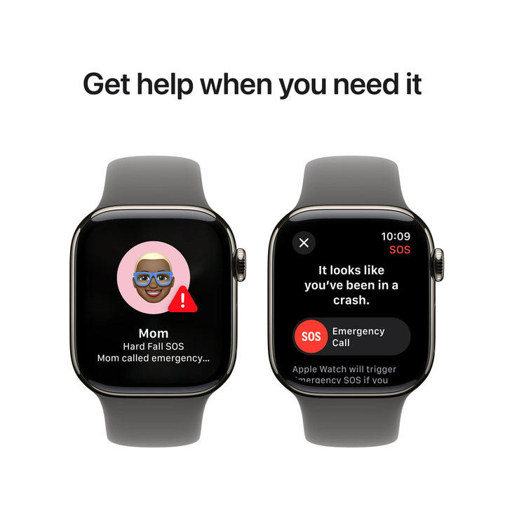 Apple Watch Series 10 GPS + Cellular 42mm Natural Titanium Case with Stone Gray Sport Band - M/L
