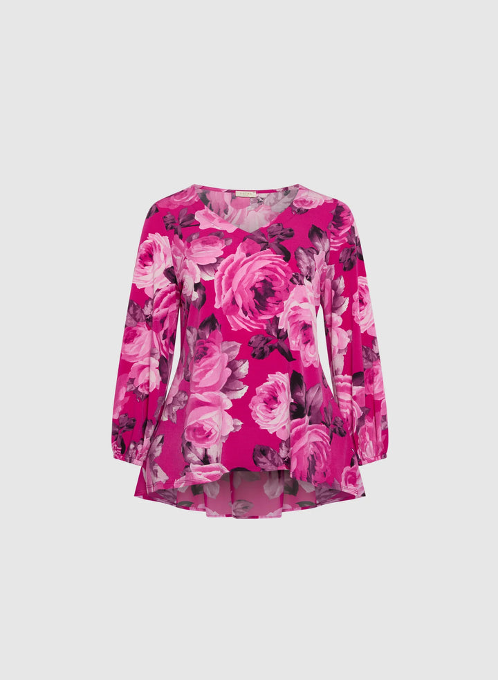 LAURA Balloon Sleeve Floral Tunic