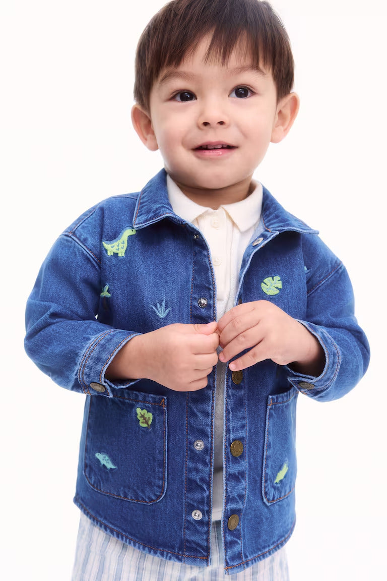 H&M Embroidered-Detail Denim Shacket