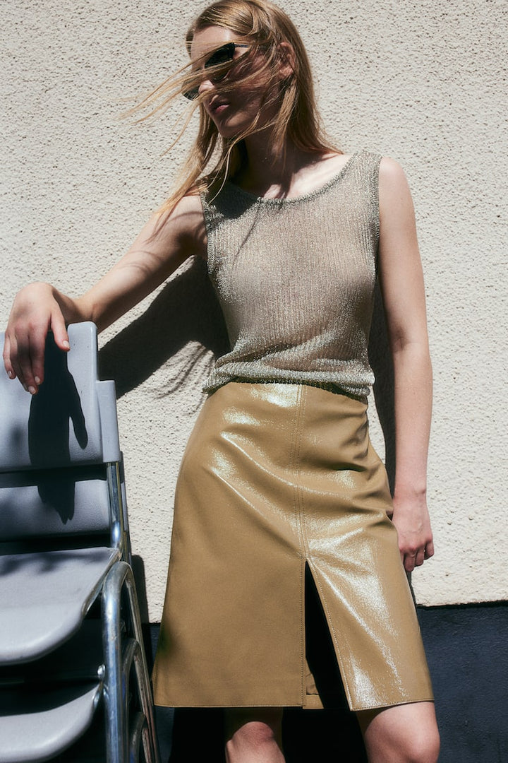 H&M Coated Pencil Skirt