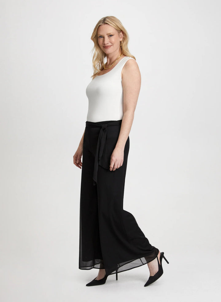 LAURA Olivia Mesh Overlay Wide-Leg Pants - Regular