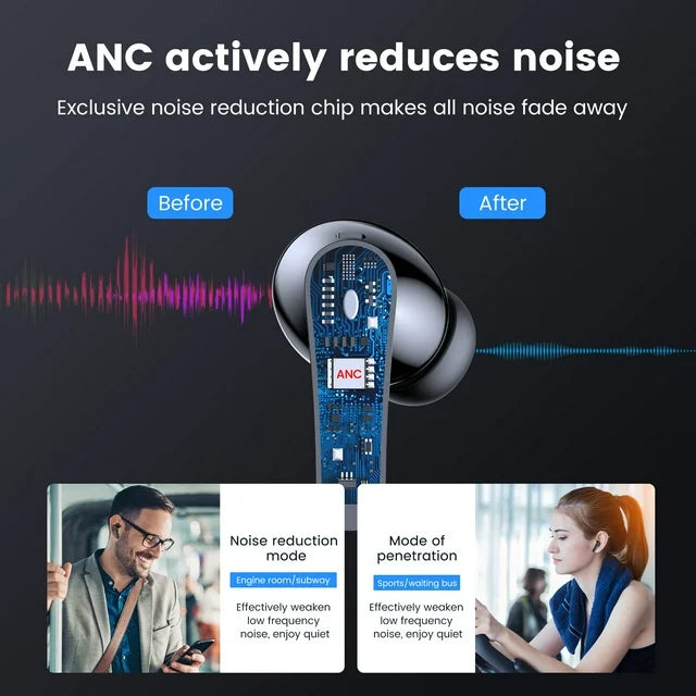 VEATOOL P91 Wireless Earbuds, Bluetooth Headphones V5.4 Stereo Ear buds with Noise Cancelling Mics, 60H Playback Mini Case with Dual LED Display, IP7 Waterproof in-Ear Earphones for Android iOS