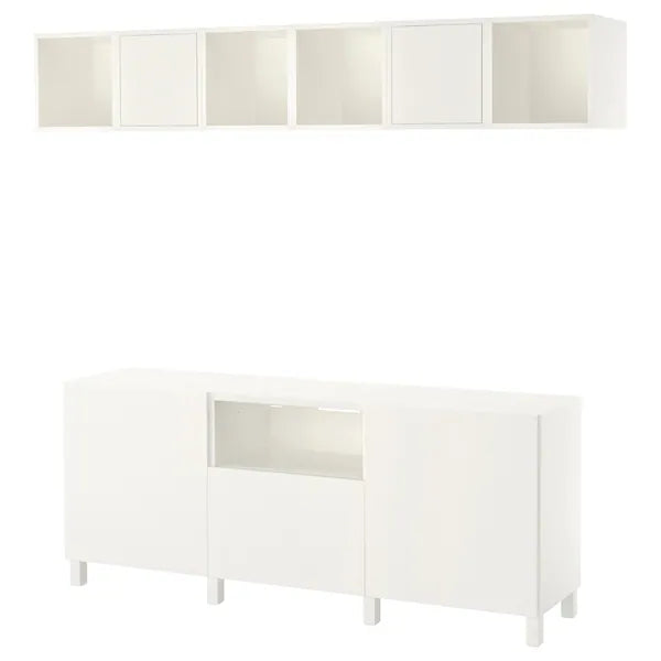 IKEA BESTÅ / EKET TV storage combination, white, 82 5/8x16 1/2x86 5/8 "