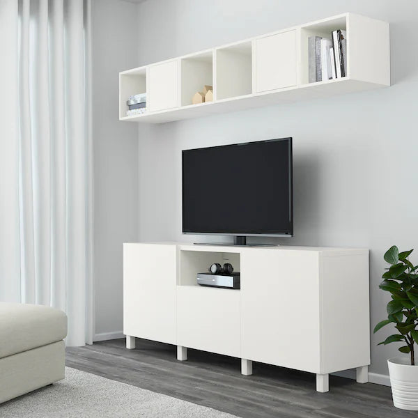 IKEA BESTÅ / EKET TV storage combination, white, 82 5/8x16 1/2x86 5/8 "