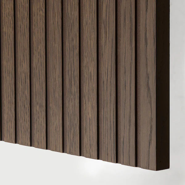 IKEA BESTÅ TV bench with doors, black-brown Björköviken/Stubbarp/brown stained oak veneer, 47 1/4x16 1/2x18 7/8 "
