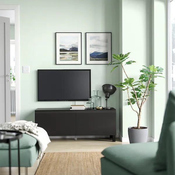 IKEA BESTÅ TV bench with doors, black-brown/Hammarsmed/Stubbarp anthracite, 47 1/4x16 1/2x18 7/8 "