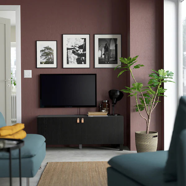 IKEA BESTÅ TV bench with doors, black-brown/Lappviken/Stubbarp black-brown, 47 1/4x16 1/2x18 7/8 "