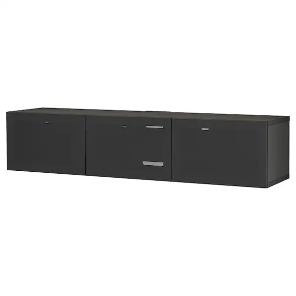 IKEA BESTÅ TV bench with doors, black-brown/Mörtviken black, 70 7/8x16 1/2x15 "