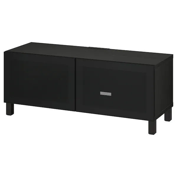 IKEA BESTÅ TV bench with doors, black-brown/Mörtviken/Stubbarp black, 47 1/4x16 1/2x18 7/8 "