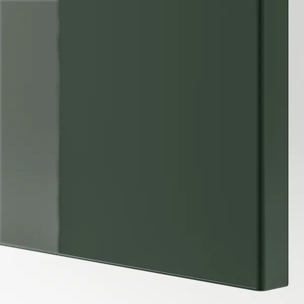 IKEA BESTÅ TV bench with doors, black-brown/Selsviken/Stubbarp dark olive-green, 47 1/4x16 1/2x18 7/8 "
