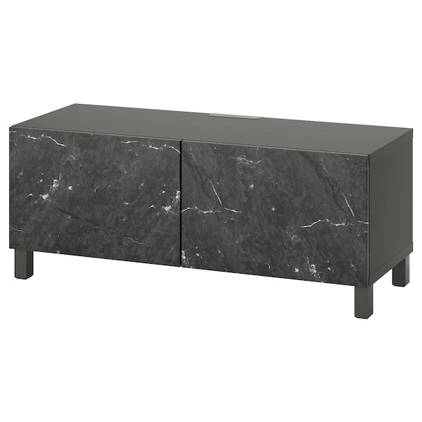 IKEA BESTÅ TV bench with doors, dark gray/Bergsviken/Stubbarp black, 47 1/4x16 1/2x18 7/8 "