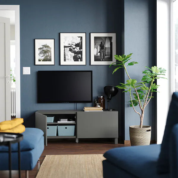 IKEA BESTÅ TV bench with doors, dark gray/Lappviken/Stubbarp dark gray, 47 1/4x16 1/2x18 7/8 "