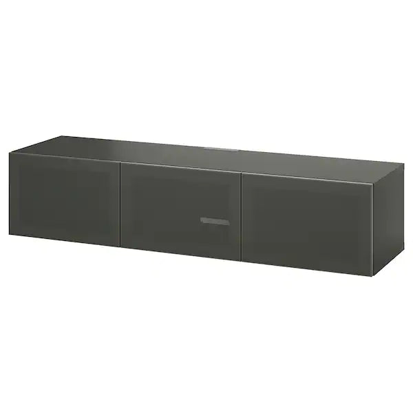 IKEA BESTÅ TV bench with doors, dark gray/Mörtviken dark gray, 70 7/8x16 1/2x15 "