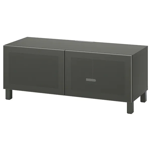 IKEA BESTÅ TV bench with doors, dark gray/Mörtviken/Stubbarp dark gray, 47 1/4x16 1/2x18 7/8 "