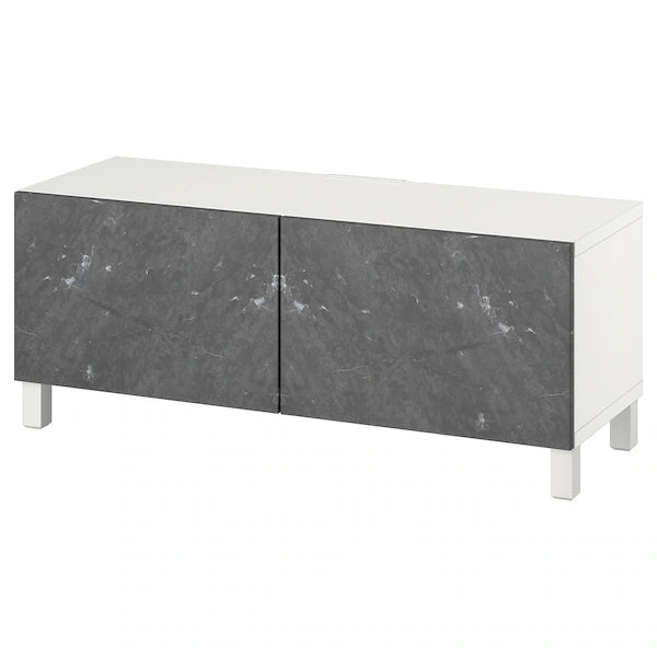 IKEA BESTÅ TV bench with doors, white Bergsviken/Stubbarp/black, 47 1/4x16 1/2x18 7/8 "
