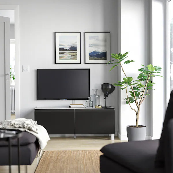IKEA BESTÅ TV bench with doors, white/Hammarsmed/Stubbarp anthracite, 47 1/4x16 1/2x18 7/8 "