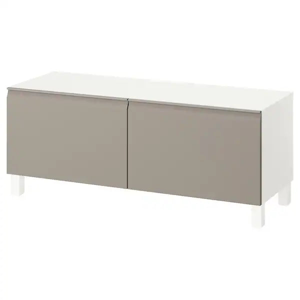 IKEA BESTÅ TV bench with doors, white/Hammarsmed/Stubbarp beige, 47 1/4x16 1/2x18 7/8 "