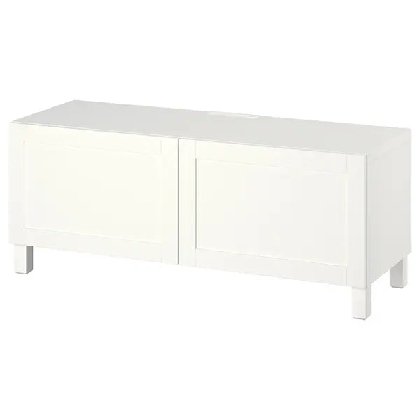 IKEA BESTÅ TV bench with doors, white Hanviken/Stubbarp/white, 47 1/4x16 1/2x18 7/8 "