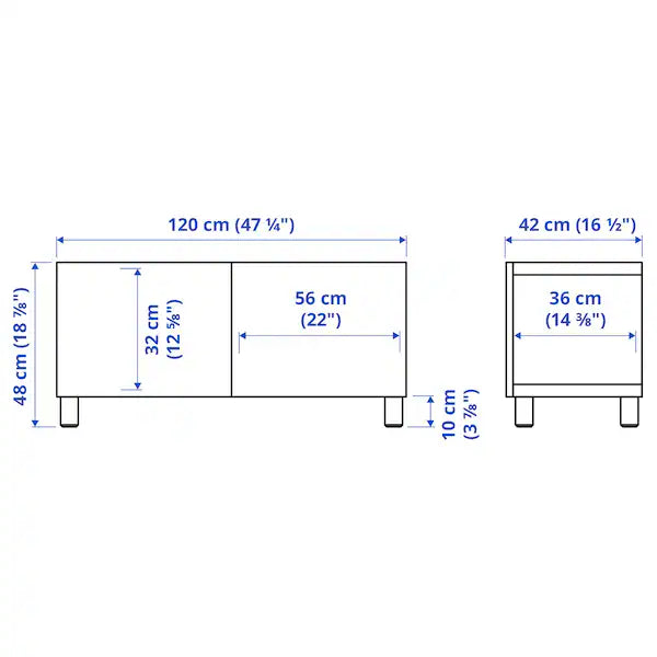 IKEA BESTÅ TV bench with doors, white Hedeviken/Stubbarp/oak veneer, 47 1/4x16 1/2x18 7/8 "
