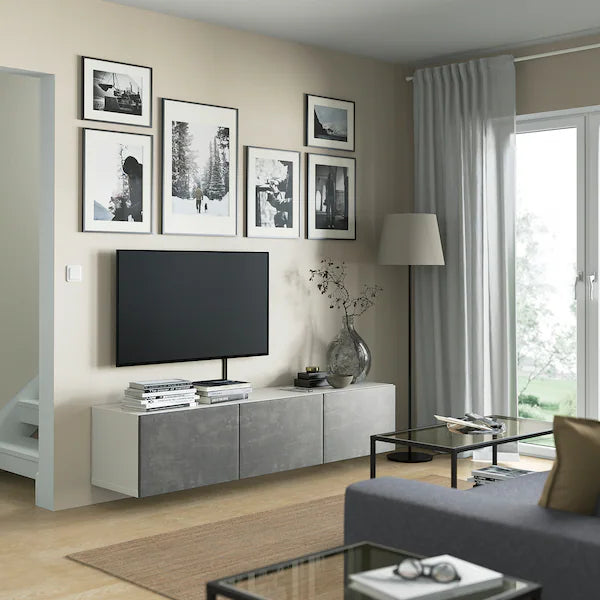 IKEA BESTÅ TV bench with doors, white/Kallviken dark gray, 70 7/8x16 1/2x15 "