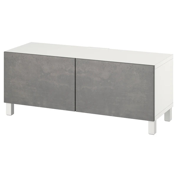 IKEA BESTÅ TV bench with doors, white Kallviken/Stubbarp/dark gray, 47 1/4x16 1/2x18 7/8 "