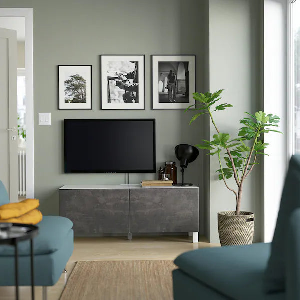 IKEA BESTÅ TV bench with doors, white Kallviken/Stubbarp/dark gray, 47 1/4x16 1/2x18 7/8 "