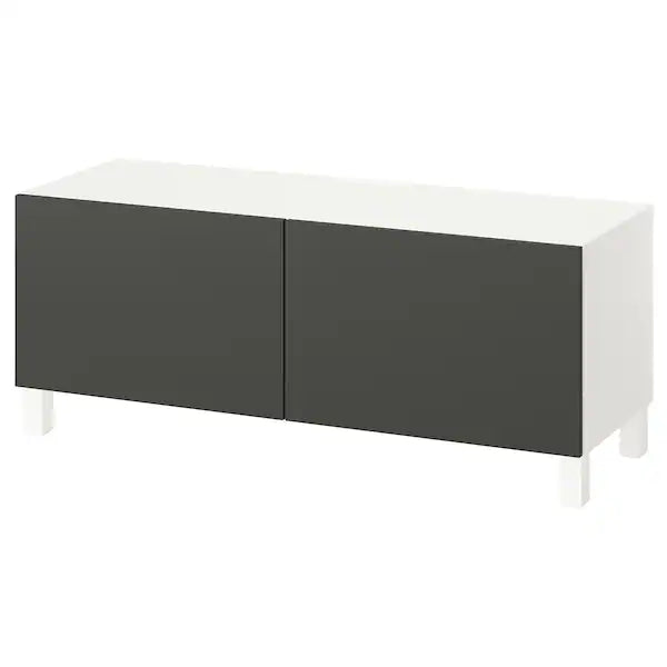 IKEA BESTÅ TV bench with doors, white Lappviken/Stubbarp/dark gray, 47 1/4x16 1/2x18 7/8 "