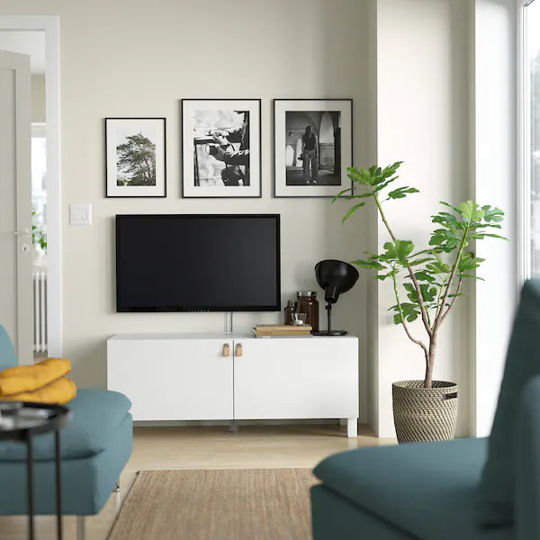 IKEA BESTÅ TV bench with doors, white/Lappviken/Stubbarp white, 47 1/4x16 1/2x18 7/8 "
