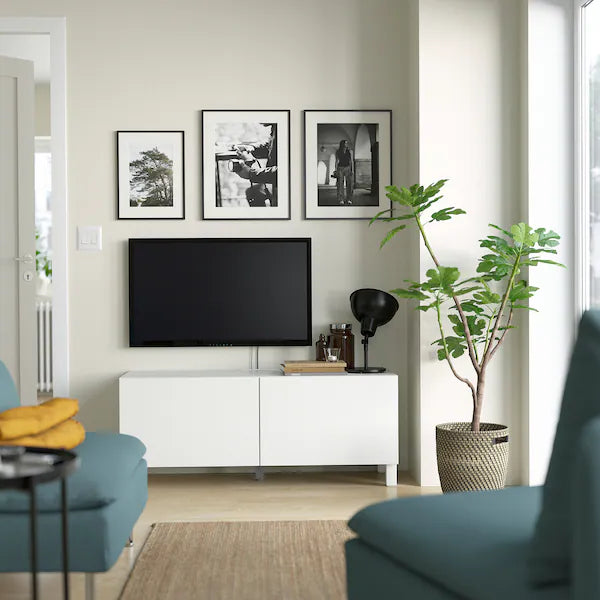 IKEA BESTÅ TV bench with doors, white Laxviken/Stubbarp/white, 47 1/4x16 1/2x18 7/8 "