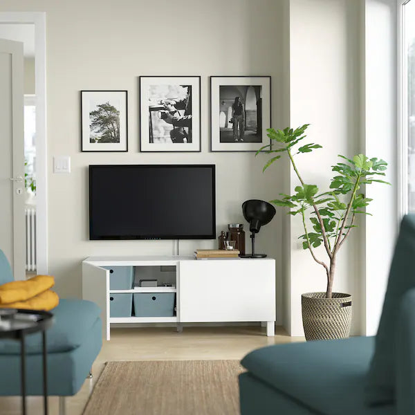 IKEA BESTÅ TV bench with doors, white Laxviken/Stubbarp/white, 47 1/4x16 1/2x18 7/8 "