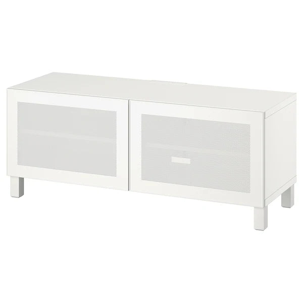 IKEA BESTÅ TV bench with doors, white/Mörtviken/Stubbarp white, 47 1/4x16 1/2x18 7/8 "