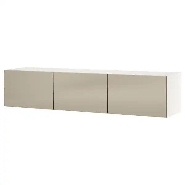 IKEA BESTÅ TV bench with doors, white/Riksviken light bronze effect, 70 7/8x16 1/2x15 "