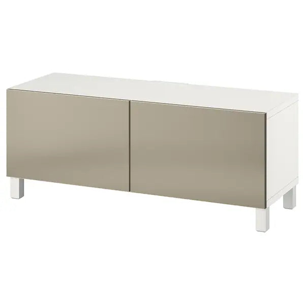 IKEA BESTÅ TV bench with doors, white Riksviken/Stubbarp/bronze color, 47 1/4x16 1/2x18 7/8 "