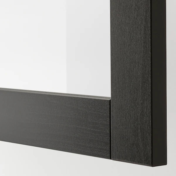 IKEA BESTÅ TV storage combination/glass doors, black-brown/Hanviken black-brown clear glass, 118 1/8x16 1/2x91 "