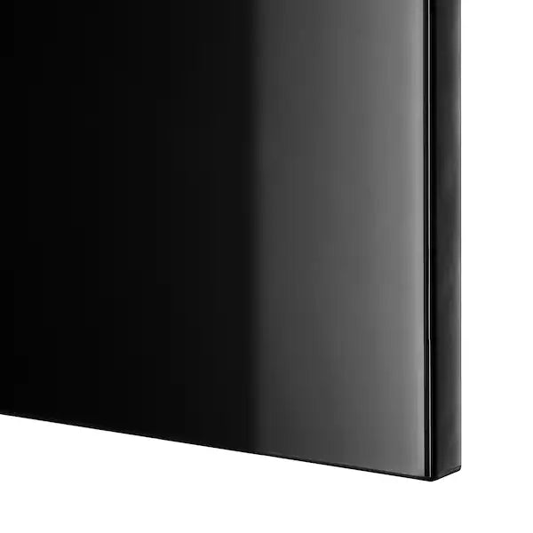 IKEA BESTÅ TV storage combination/glass doors, black-brown/Selsviken high gloss/black smoked glass, 118 1/8x16 1/2x91 "