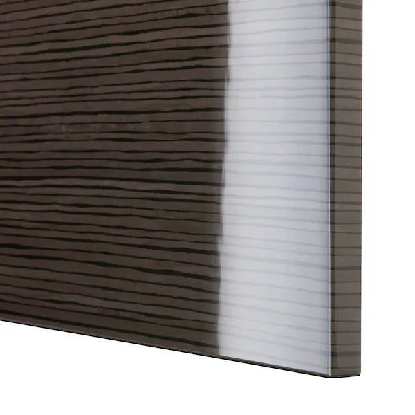 IKEA BESTÅ TV storage combination/glass doors, black-brown/Selsviken high gloss/brown smoked glass, 118 1/8x16 1/2x91 "