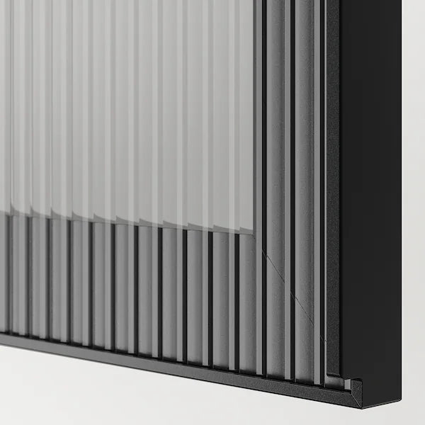 IKEA BESTÅ TV storage combination/glass doors, dark gray Lappviken/Fällsvik anthracite, 118 1/8x16 1/2x91 "