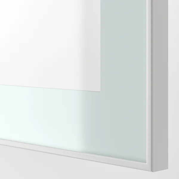 IKEA BESTÅ TV storage combination/glass doors, white/Selsviken high gloss/beige clear glass, 118 1/8x16 1/2x91 "