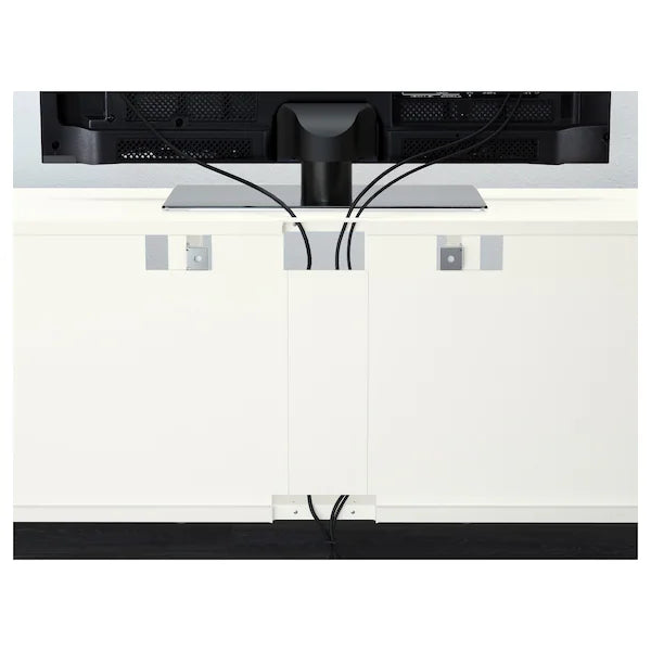IKEA BESTÅ TV storage combination/glass doors, white Sutterviken/Sindvik white clear glass, 118 1/8x16 1/2x91 "