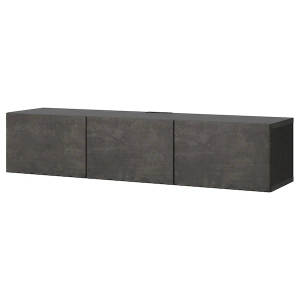 IKEABESTÅ TV unit with doors, black-brown/Kallviken concrete effect, 70 7/8x16 1/2x15 "