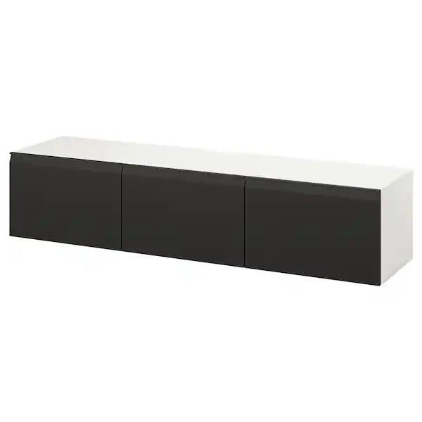IKEA BESTÅ TV unit with doors, white/Hammarsmed anthracite, 70 7/8x16 1/2x15 "