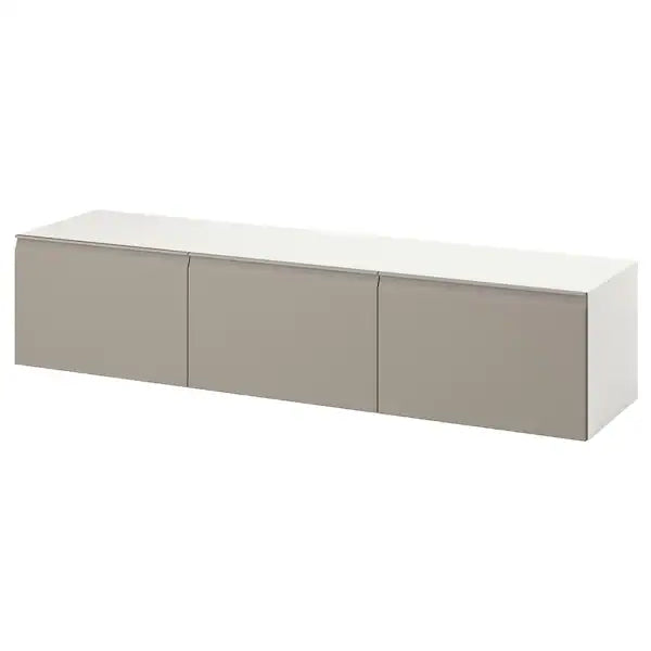 IKEA BESTÅ TV unit with doors, white/Hammarsmed beige, 70 7/8x16 1/2x15 "
