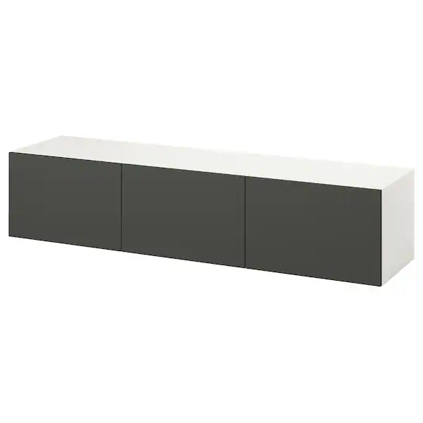IKEA BESTÅ TV unit with doors, white/Lappviken dark gray, 70 7/8x16 1/2x15 "