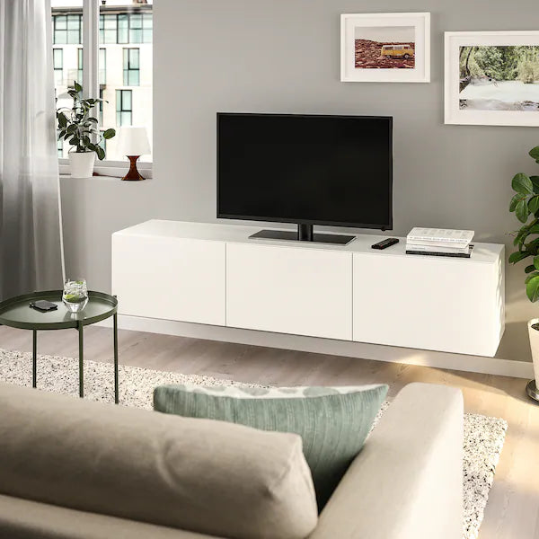IKEA BESTÅ TV unit with doors, white/Lappviken white, 70 7/8x16 1/2x15 "