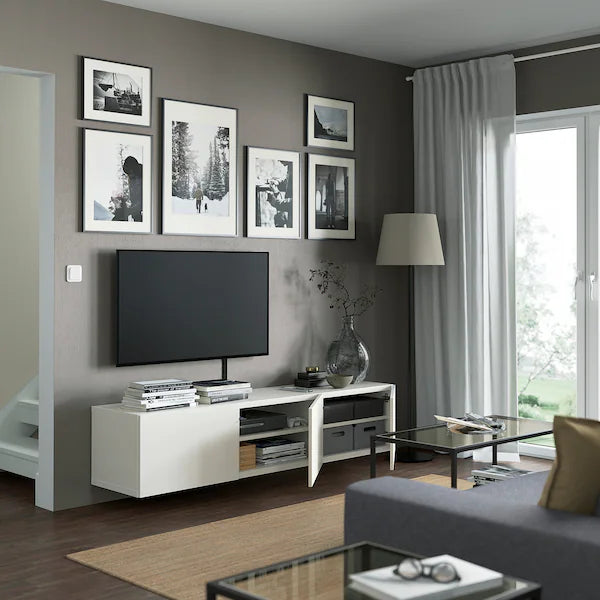 IKEA BESTÅ TV unit with doors, white/Lappviken white, 70 7/8x16 1/2x15 "