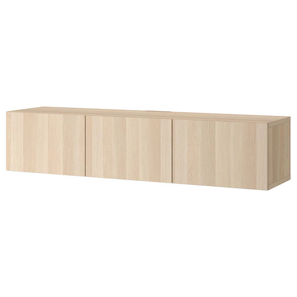 IKEA TV unit with doors, white stained oak effect/Lappviken white stained oak effect, 70 7/8x16 1/2x15 "
