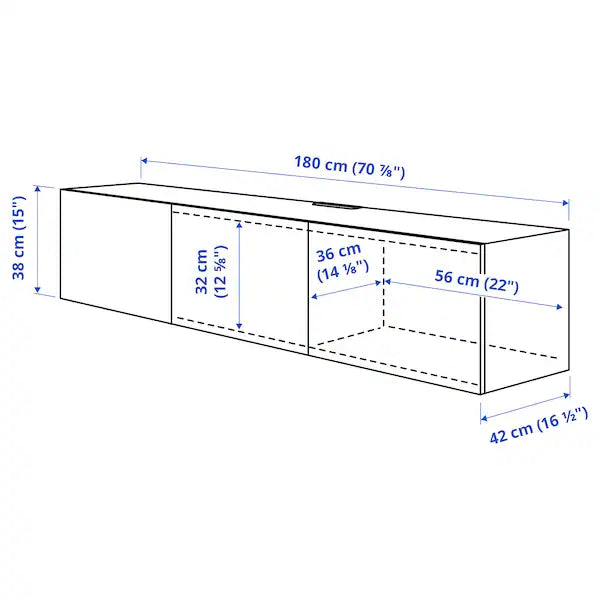IKEA TV unit with doors, white stained oak effect/Lappviken white stained oak effect, 70 7/8x16 1/2x15 "