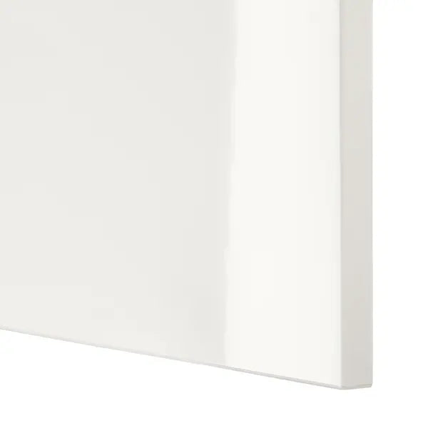 IKEA BESTÅ TV unit with doors, white stained oak effect/Selsviken high-gloss/white, 70 7/8x16 1/2x15 "