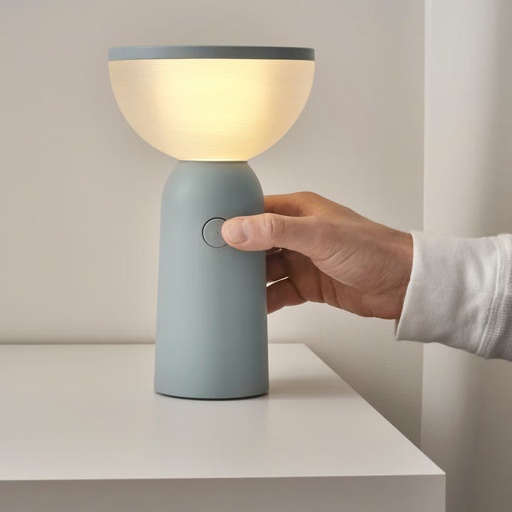 IKEA BETTORP LED mobile lamp w wireless charging, dimmable light gray-blue